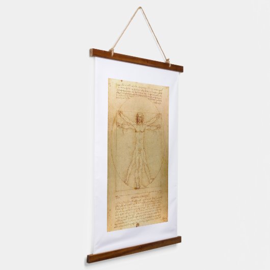 Leonardo Da Vinci, Vitruvian Man, Goldener Schnitt Wandteppich Mit Holzrahmen (Gewinkelt)