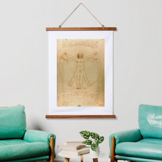 Leonardo Da Vinci, Vitruvian Man, Goldener Schnitt Wandteppich Mit Holzrahmen (Wohnzimmer)
