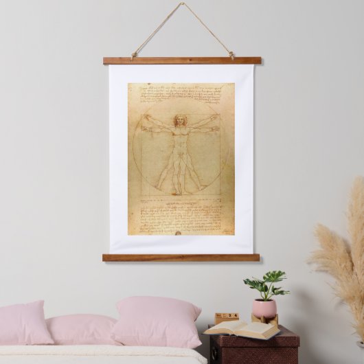 Leonardo Da Vinci, Vitruvian Man, Goldener Schnitt Wandteppich Mit Holzrahmen (Schlafzimmer)
