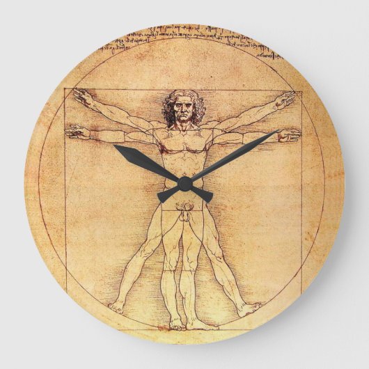 Leonardo Da Vinci Vitruvian Man Große Wanduhr (Vorderseite)