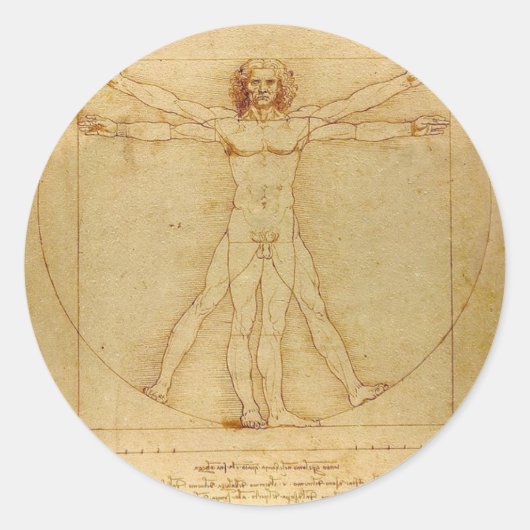 Leonardo Da Vinci - Vitruvian Man Painting Runder Aufkleber (Vorderseite)