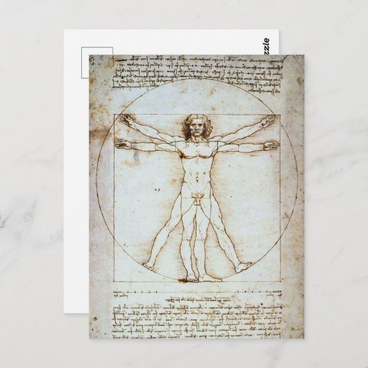 LEONARDO DA VINCI ... VITRUVIAN MAN POSTCARD POSTKARTE (Vorne/Hinten)