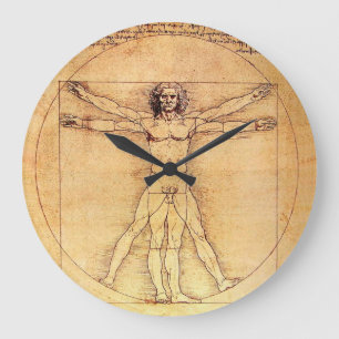 Leonardo da Vinci Vitruvian Mann Große Wanduhr
