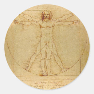 Leonardo da Vinci - Vitruvian Mann-Malerei Runder Aufkleber