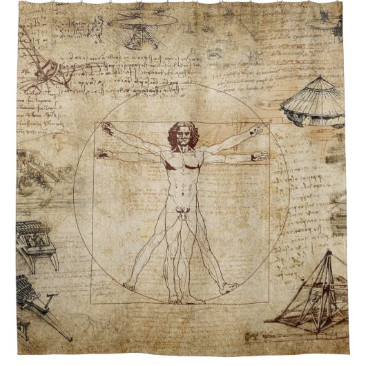 Leonardo Da Vinci Vitruvian Mannschaft Duschvorhang (Vorderseite)