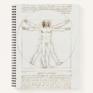 Leonardo da Vinci Vitruvianischer Mensch Vintage K Notizblock
