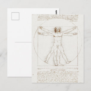 Leonardo da Vinci Vitruvianischer Mensch Vintage K Postkarte