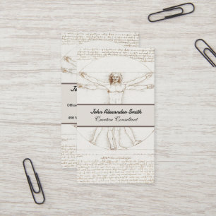Leonardo da Vinci Vitruvianischer Mensch Vintage K Visitenkarte