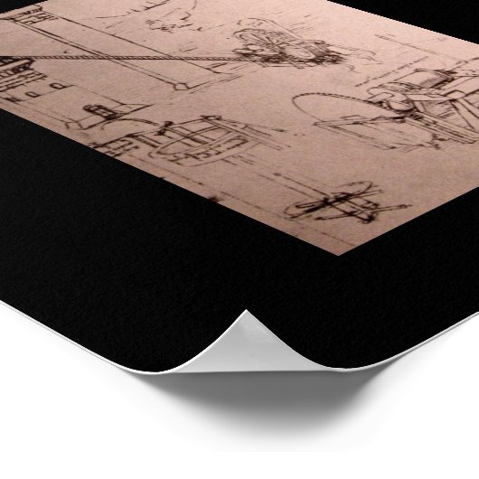 Leonardo da Vinci, Zeichnungen von Maschinen Poster (Ecke)