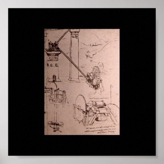 Leonardo da Vinci, Zeichnungen von Maschinen Poster (Vorne)