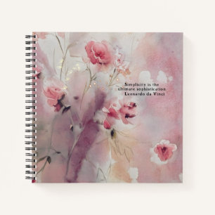 Leonardo da Vinci Zitat Pink Floral Journal Notizblock
