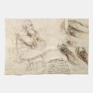 Leonardo da Vincis Alte-Mann-und-Wasser-Skizze Geschirrtuch