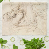 Leonardo da Vincis Alter Mann und Wasserskizze Geschirrtuch (Gefaltet)