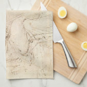 Leonardo da Vincis Alter Mann und Wasserskizze Geschirrtuch (Viertel Falte)