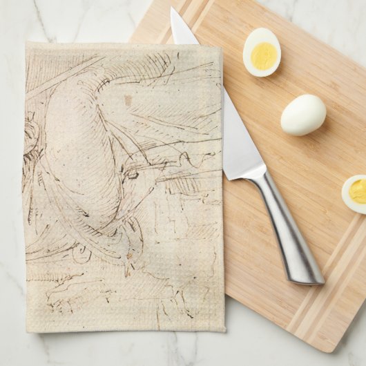 Leonardo da Vincis Alter Mann und Wasserskizze Geschirrtuch (Viertel Falte)