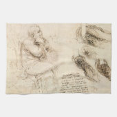 Leonardo da Vincis Alter Mann und Wasserskizze Geschirrtuch (Horizontal)