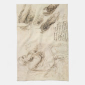 Leonardo da Vincis Alter Mann und Wasserskizze Geschirrtuch (Vertikal)