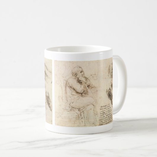Leonardo da Vincis Alter Mann und Wasserskizze Kaffeetasse (VorderseiteRechts)