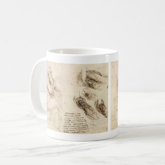 Leonardo da Vincis Alter Mann und Wasserskizze Kaffeetasse (Vorderseite Links)