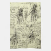 Leonardo da Vincis Anatomie der menschlichen Hand Geschirrtuch (Vertikal)
