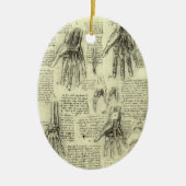 Leonardo da Vincis Anatomie der menschlichen Hand Keramik Ornament (Vorne)