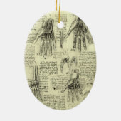 Leonardo da Vincis Anatomie der menschlichen Hand Keramik Ornament (Hinten)