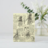 Leonardo da Vincis Anatomie der menschlichen Hand Postkarte (Stehend Vorderseite)