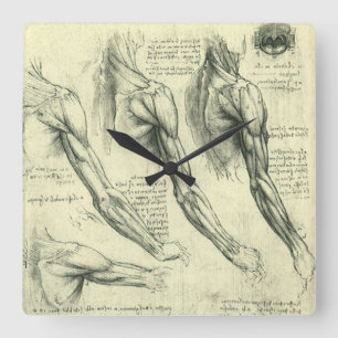 Leonardo da Vincis Anatomie des Arms und der Schul Quadratische Wanduhr