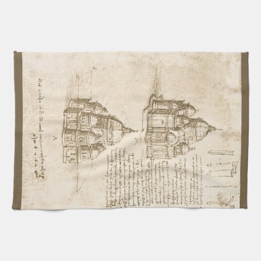 Leonardo da Vincis Architektonische Kathedrale Stu Geschirrtuch (Horizontal)