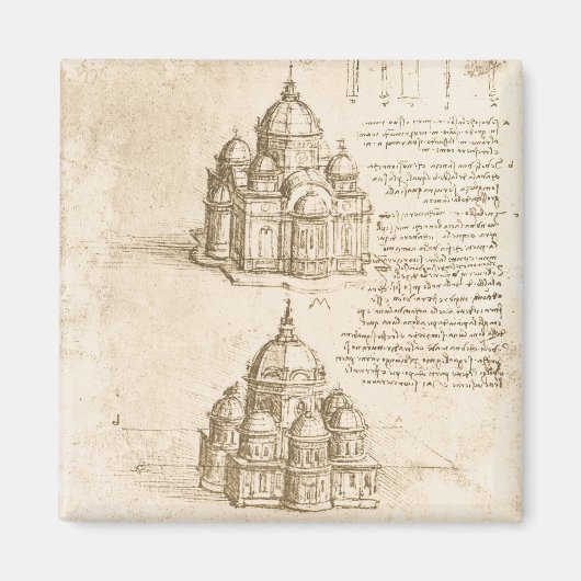 Leonardo da Vincis Architektonische Kathedrale Stu Magnet (Vorne)
