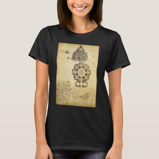Leonardo da Vincis Architektonische Kathedrale Stu T-Shirt (Vorderseite)