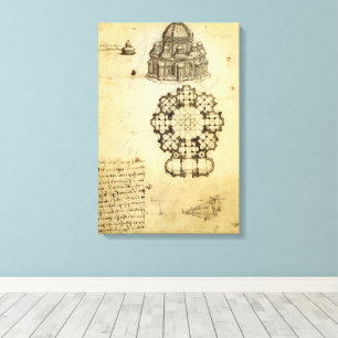 Leonardo da Vincis architektonische Kathedralstudi Leinwanddruck