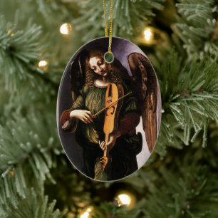 Leonardo da Vincis Engel in Grün mit einer Vielle Keramikornament