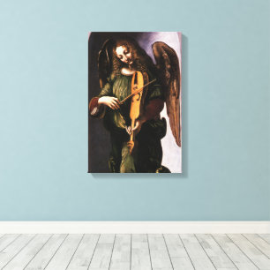 Leonardo da Vincis Engel in Grün mit einer Vielle Leinwanddruck