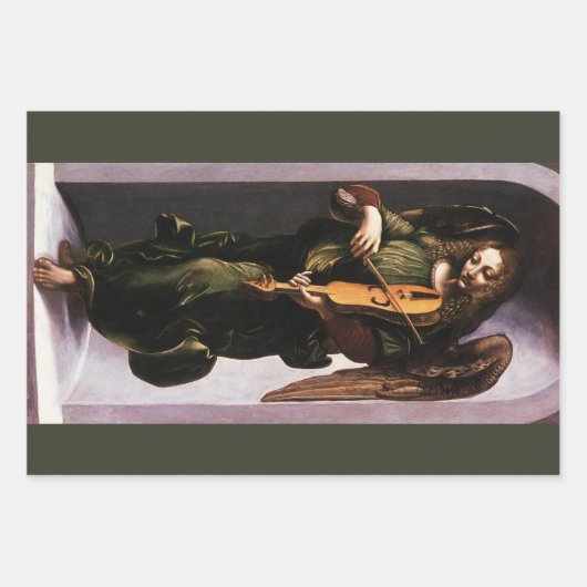 Leonardo da Vincis Engel in Grün mit Vielle Geschenkpapier Set (Vorderseite 3)