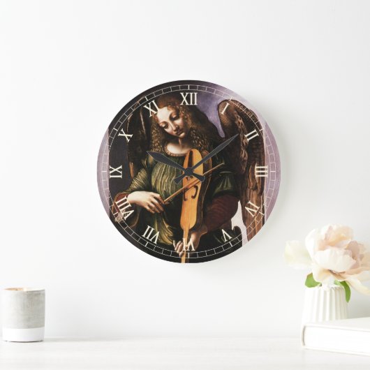 Leonardo da Vincis Engel in Grün mit Vielle Große Wanduhr (Zuhause)