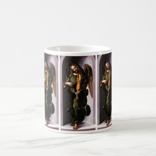 Leonardo da Vincis Engel in Grün mit Vielle Kaffeetasse (Mittel)