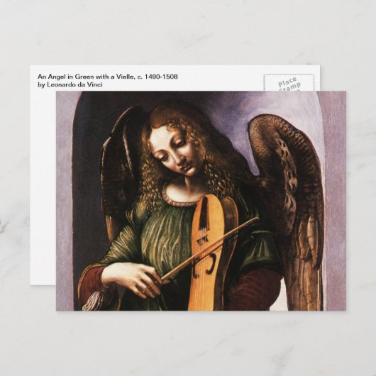 Leonardo da Vincis Engel in Grün mit Vielle Postkarte (Vorne/Hinten)