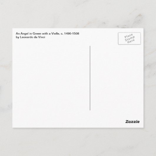 Leonardo da Vincis Engel in Grün mit Vielle Postkarte (Rückseite)