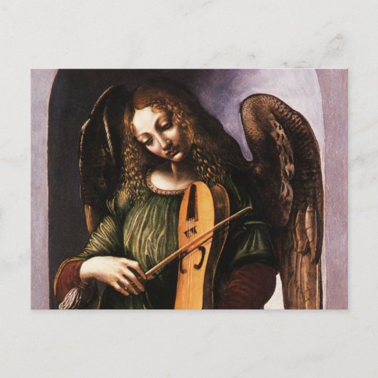 Leonardo da Vincis Engel in Grün mit Vielle Postkarte (Vorderseite)