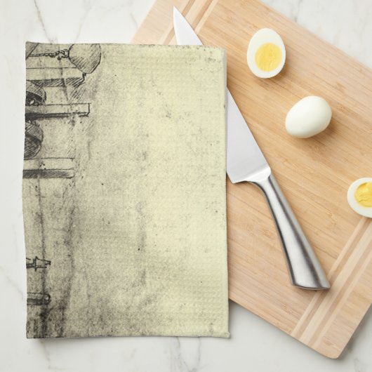 Leonardo da Vincis Engineering Sketch eines Rades Geschirrtuch (Viertel Falte)