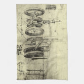 Leonardo da Vincis Engineering Sketch eines Rades Geschirrtuch (Vertikal)