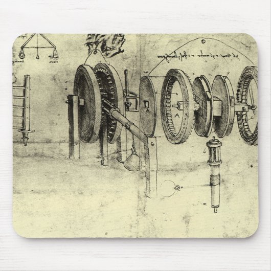 Leonardo da Vincis Engineering Sketch eines Rades Mousepad (Vorne)