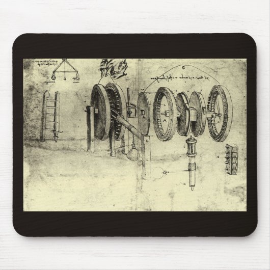 Leonardo da Vincis Engineering Sketch eines Rades Mousepad (Vorne)