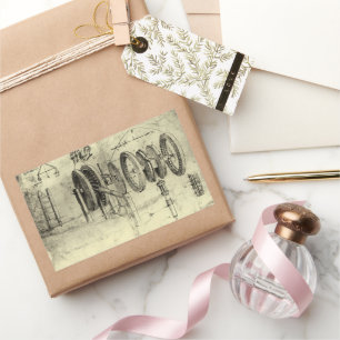 Leonardo da Vincis Engineering Sketch eines Rades Rechteckiger Aufkleber