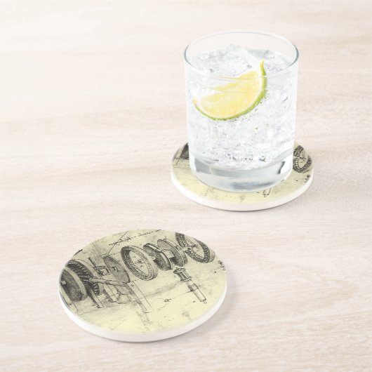 Leonardo da Vincis Engineering Sketch eines Rades Untersetzer (Seite)