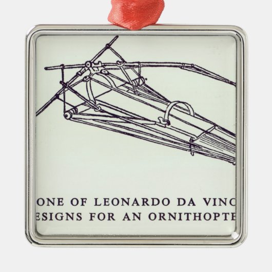 Leonardo da Vincis Entwürfe für ein Ornithopter Silbernes Ornament (Vorne)