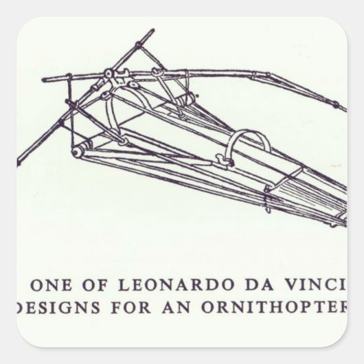 Leonardo da Vincis Entwürfe für einen Ornithopter Quadratischer Aufkleber (Vorderseite)