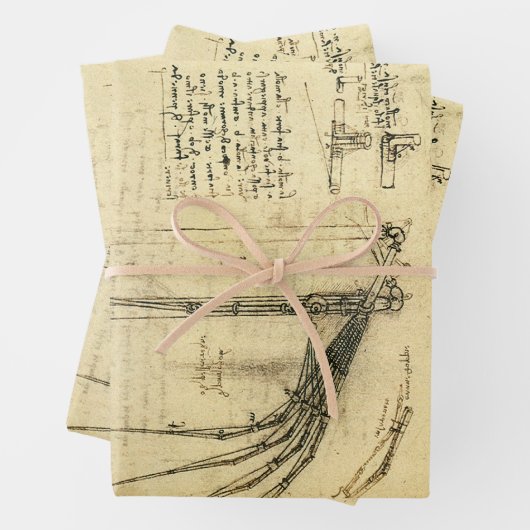 Leonardo da Vincis Flügelmaschinenkizze Geschenkpapier Set (Beispiel)