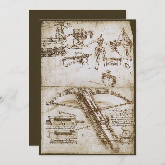 Leonardo da Vincis Giant Crossbow Weapon Sketch Einladung (Vorne/Hinten)